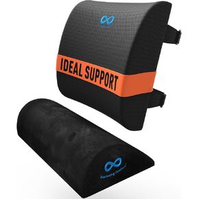 Everlasting Comfort Lumbar Support Pillow & Foot Rest Bundle for Office, Home, and Gaming - Ergonomic - Enhance Posture & Relieve Back Pain