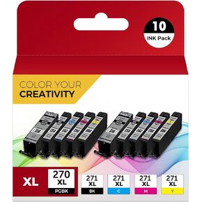OSIR PGI-270XL CLI-271XL 10 Color Value Pack Compatible for Canon 270 271 Ink Cartridges for PIXMA MG5720 MG5721 MG5722 MG6820 MG6821 MG6822 TS6020 (2PGBK, 2Black, 2Cyan, 2Magenta, 2Yellow)