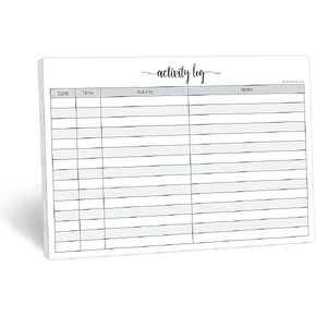 321Done Activity Log Notepad, Landscape - 5.5x8.5, Made in the USA, Minimalist Note Taking Office Supplies, Desk Planner, To-Do List, Log Book Notebook for Business, Project Management, 50 Pages