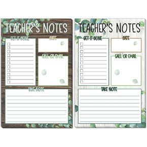 2 PCS Eucalyptus Teacher Notepad Simply Boho تقدير المعلم هدايا 5.5x 8.5 بوصة خضراء Eucalyptus التقدير المفترات لمكتب العمل المدرسي استخدام المنزل اللوازم اللوازم