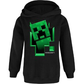 لعبة Minecraft Hoodie Boys Kids Gamer Black Creeper داخل سترة بغطاء للرأس