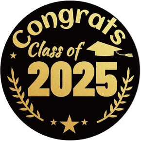 120pcs 2025 Graduation Stickers, 2 Inch Round Waterproof Class of 2025 Congrats Labels for Scrapbooks Caps Gifts Envelope Seals Grad Season Party Supplies (Style 2)