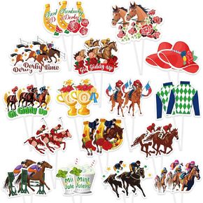 Howaf Kentucky Party Derby Day Cupcake Toppers Decorations ، 32pcs Horse Racing Cake Toppers Derby Day Party Cupcake Topcake for the Roses for the Roses Supplies joudce-side