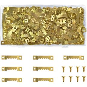 100 Pack Small Sawtooth Picture Hangers with 200 Pieces Screws, Steel Picture Hanging Picture Frames Hangers, Sawtooth Picture Hangers (Silver)