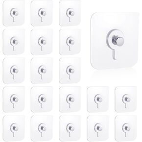 20pcs No Damage Hanging No Nail Wall Hangers,Adhesive Hooks Heavy Duty Waterproof and Rustproof,Hanging Pictures Without Nails for Bathroom,Bedroom and Office