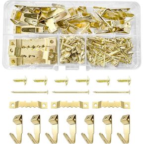 220-Piece Universal Picture Hanging Kit with Level – Heavy Duty Wall Hooks, D-Rings & Picture Wire, Complete Hanging Hardware Set