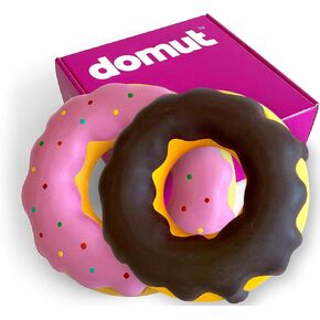 2x حزمة Domut (Pink + Brown) - ألعاب Donut Phes للمتوسطة العدوانية والكلاب الكبيرة - لعبة مطاطية شديدة التحمل - هدية عيد ميلاد الكلب