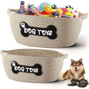 2 PCS Dog Toy Basket Cotton Cotton Rope Toys Toys Storage Bone Patch Design Prate Proof Interactive Hew Toy Toy Holder Organizer Box Cog Excalities for Living Room
