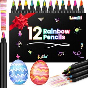 لوازم Lenski الفنية للبالغين الأطفال المراهقين Girls Boys Gifts ، 12 لونًا أقلام قوس قزح ، وأقلام جامبو ملونة للأطفال ، وعدة رسم للرسم والتوضيح ، والهدايا لفتاة من 3 إلى 12 عامًا