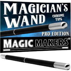 Magic Wand Pro Model Black and Chrome Tips Real Wood - Magician's Choice