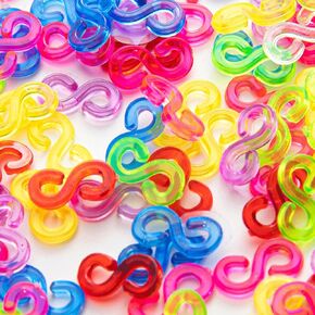 850pcs قوس قزح الطول السنانير ، مقاطع البلاستيك S ، لون مزيج ، شكل القوس ، خرز فضفاضة ، صنع سوار DIY