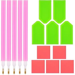 أوليجاي 15pcs أدوات الطلاء الماس ، صواني فنية الماس ، DIY 5D ملحقات اللوحة الماس ، الحفر قبضة القلم وصواني اللوحة الماس للرسوم الماس DIY ، وردي ، وردي