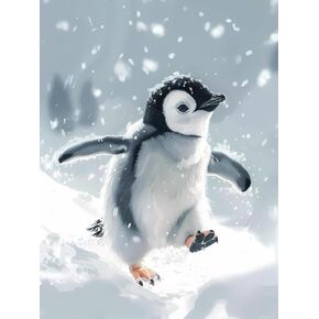 Upablunso DIY طيور البطريق في Storm Diamond Paints Kits 5D Round Diamond Painting for Penguin Penguin Diamond Art For Decor Decor Decor