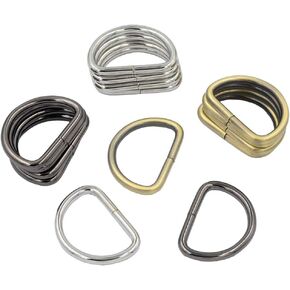 DGOL 1-1/2 inch Thick Metal Webbing Keychain D Ring Leather Handbag Strap Loop Clasp D Buckles 3 Color (Total 15pcs)