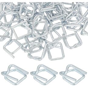 Patikil 25 PCS ملوك الأسلاك المعدنية ملائمة لـ 5 (8 بوصات (16 مم) إبطال الحبل المربع المجلفن المركب لطلاء المعادن المجلفن لشحن التعبئة والتغليف والفضة