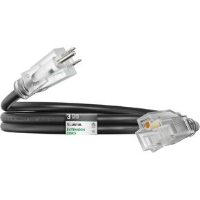 Outdoor Extension Cord 6FT, 12 Gauge Extension Cord with Lighted End, Heavy Duty,15A 1875W SJTW, ETL Listed, Great for Garden and Home, Black