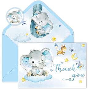 Whaline 24pcs Bear Bear Thank You Cards Bear Bear Bear Baloon Cards مع ملصقات مغلف كرتون بطاقات ملاحظات فارغة لعيد ميلاد اللوازم حفلات استحمام الطفل ، 4 × 6 بوصة