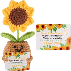 Gifts for Her Wife from Husband - I Love You Positive Sunflower Birthday Gift, Emotional Support Crochet, Handmade Crochet Romantic Gift for Her on Mothers Day