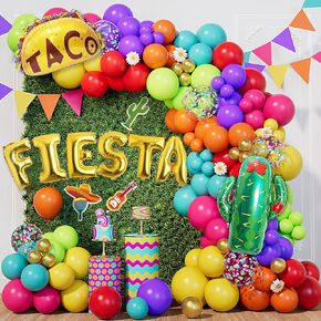 Fiesta Balloon Arch Kit 154pcs - Supplies Cinco de Mayo Taco Party ، زخارف عيد ميلاد Canticos مع البالونات Foil Llama ، Garland for Taco Tuesday & Mexican Fiesta Mission
