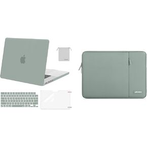 Moseso متوافق مع MacBook Air Case 13 بوصة 2022-2018 A2337 M1 A2179 A1932 ، قشرة صلبة بلاستيكية وحقيبة الأكمام الرأسية مع غلاف الجيب والوحة المفاتيح وحامي الشاشة وحقيبة التخزين ، والأخضر العتيق
