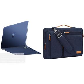 Mosiso متوافق مع MacBook Air Case 13 Inch Case 2025-2022 M4 A3240 M3 A3113 M2 A2681 ، CASE الأصلي الأصلي ذو اللون الأصلي والوحة المفاتيح BACK و SIFE OPEN MASTENGER ， MID NAVY CLAY & NAVY Blue