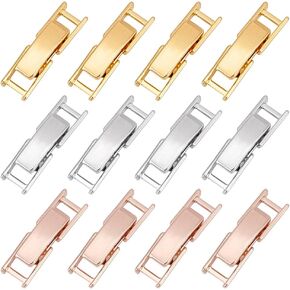 Ph Pandahall 12pcs 18k سوار مطلي بالذهب ، 3 ألوان قلادة موسعة تمديد تمديد مجوهرات المشابك الطية فوق المشابك المشابك والإغلاق لحرف المجوهرات DIY