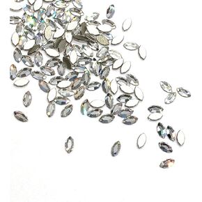 Clear Crystal (001) Austrian Crystal Austria 2200 Navette - 4x2mm Flatbacks No-Hotfix Rhinestones 24 pcs Tiny Nail Art Bling DIY gems Stone Best Resin Jewellery