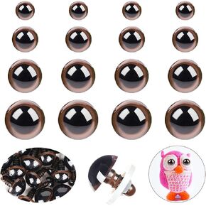 MUCUNNIA 40pcs Safety Eyes for Amigurumi with Washers 10/12/16/18mm Brown Plastic Safety Eyes for Crochet Craft Dog Safety Eyes Gift for Crochet Lovers Halloween Decorations Stuffed Animals Crafting