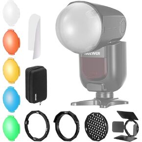 NEEWER Silicone Square Flash Head Adapter Ring with Magnetic Round Flash Head Accessory Color Gel Kit for Z880 Z760 NW760 NW700 NW620 NW635II TT560 Square Head Speedlite, CRM3