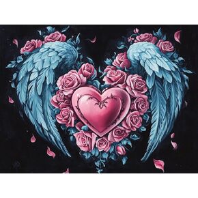 Ginfonr DIY 5D Diamond Art Kits for Adults, Wings Diamond Painting for Adults, Diamond Art Flower Full Drill, Diamond Art Kits Embroidery Rhinestone Craft for Home Wall Decor 12 * 16 Inch