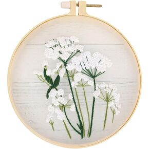 Huacan Embroidery Kits for Adults Beginner Stamped Flowers Pattern 1 Pcs DIY Cross Stitch Flower Stitching Sewing Kit 7.9 x 7.9 Inch