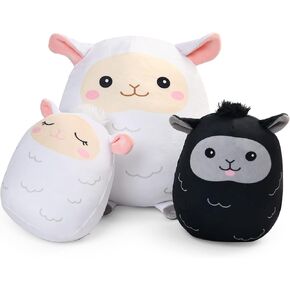 BenBen Lamb Plush Toy, Set of 3, 12" and 7'' Squishy Lamb Stuffed Animals, Kawaii Sheep Plushies Gift for Kids, Cute Plush Pillow, Easter Basket Stuffers