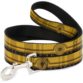 Star Wars Pet Leash ، Dog Leash ، Star Wars C3PO الأسلاك التي تحيط بألوان أسود متعدد الألوان ، بطول 6 أقدام 1.0 بوصة