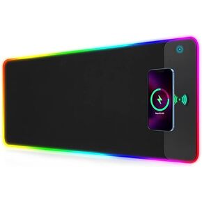 الشحن اللاسلكي RGB Mouse Pad Gaming LED Mousepad مع 10 أوضاع ضوئية كبيرة XXL XXL الكامل غير القابل للانزلاق للوحة المفاتيح والماوس ، الكمبيوتر ، ماك بوك ، الكمبيوتر ، الكمبيوتر المحمول (800x300x4mm)