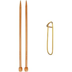 ChiaoGoo Knitting Needles Straight 13 inch (33cm) Wooden Size US 35 (19mm) Bundle with 1 Artsiga Crafts Stitch Holder 1033-35