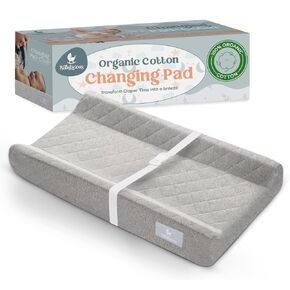 Organic Cotton Changing Pad - Soft & Breathable Diaper Changing Pad, Safe Non-Slip Waterproof Design | Removable & Washable Baby Changing Pad Cover | Standard Changing Pad for Dresser - Winter Sand