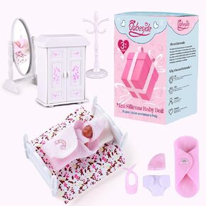 Babeside Mini Silicone Baby Baby Dolls Black - 3 بوصة مصغرة دمية حديثي الولادة واقعية كاملة السيليكون نوم صغير صغير للحياة الحقيقية مع إكسسوارات playst