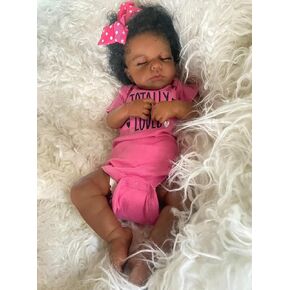 Zero Pam Black Reborn Baby Baby Dolls Silicone Full Body-20 في دمية الطفل الواقعي ، والطفلة الأمريكية من أصل أفريقي ، ودمى الأطفال الكاملة للسيليكون ، ودمى تولد سوداء مع الملحقات