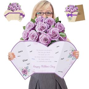 تحية الحفلات Jumbo Happy Mother's Grading Card Card Paper Plate Plate Proghet بطاقات مع مظروف الأرجواني الأرجواني البركة.