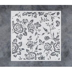 GSS Designs Large Allover Roses Wall Stencil 16x16Inch Rose Stencils for Wall Decor DIY Nursery Pattern Stencil Large Reusable Flower Stencils Instead of Wallpaper