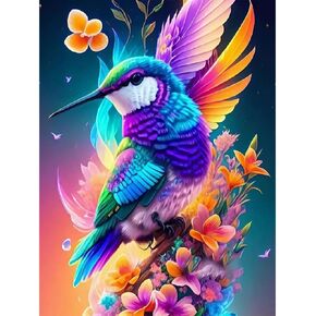 FQOVKYN 5D Hummingbird Diamond Painting Kits for Adults and Beginners, DIY Diamond Art Kits Round Full Drill Gem Painting Art and Crafts for Wall Decor 12 * 16 inch