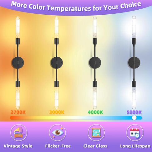 GGOYING Dimmable E26 LED Bulb 60W Equivalent, Daylight White 5000K Clear E26 Edison Bulbs 600LM, T10 Tubular LED Bulb for Rustic Pendant, Chandelier, Wall Sconce, Pack of 12 in Saudi Arabia