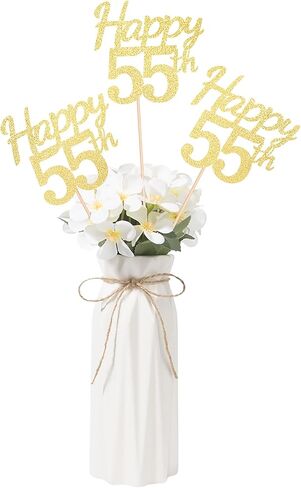 Happy 55th Birthday Centerpiece for Table, Double-sided Glitter Birthday Party Decorations 55 Fabulous Table Toppers for Birthday Anniversary Party Table Decorations (Gold, 10 Pack) in Kuwait
