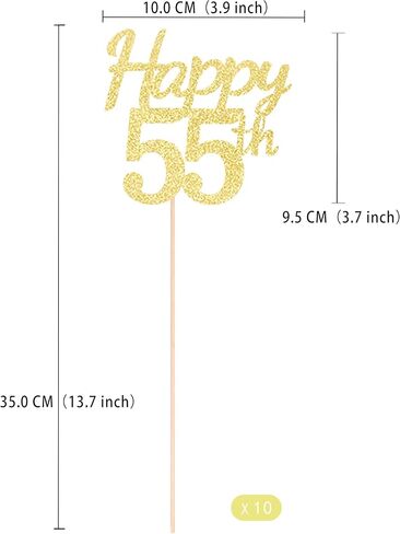 Happy 55th Birthday Centerpiece for Table, Double-sided Glitter Birthday Party Decorations 55 Fabulous Table Toppers for Birthday Anniversary Party Table Decorations (Gold, 10 Pack) in Kuwait