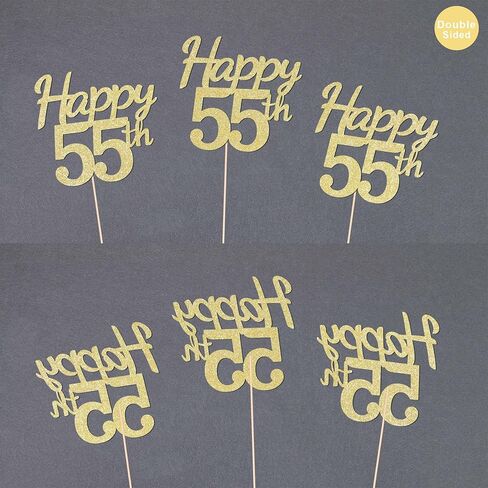 Happy 55th Birthday Centerpiece for Table, Double-sided Glitter Birthday Party Decorations 55 Fabulous Table Toppers for Birthday Anniversary Party Table Decorations (Gold, 10 Pack) in Kuwait