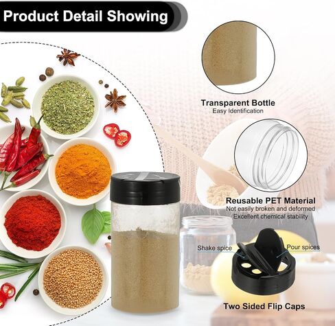 PATIKIL 4.7oz Plastic Spice Jars with Shaker Lids, 10 Pcs Refillable Empty Seasoning Containers Bottle with Label Marker Pen for Storing Spice Salt Herbs Powders Condiment, Clear in Saudi Arabia