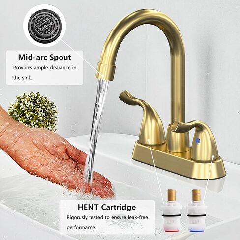 Bathroom Sink Faucet, 2 Handle Bathroom Faucet 4 Inch Centerset Bathroom Faucet 3 Hole with Pop-up Drain and Supply Lines, Stainless Steel 360 Swivel Spout, Lead-Free, Brushed Nickel in Saudi Arabia