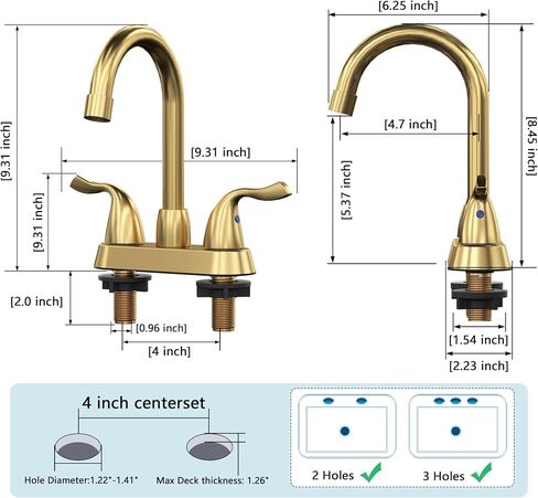 Bathroom Sink Faucet, 2 Handle Bathroom Faucet 4 Inch Centerset Bathroom Faucet 3 Hole with Pop-up Drain and Supply Lines, Stainless Steel 360 Swivel Spout, Lead-Free, Brushed Nickel in Saudi Arabia