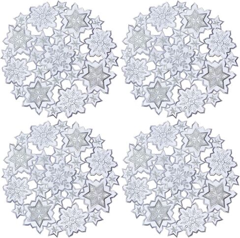 Grelucgo Embroidered Silver Grey and White Snowflakes Table Runner for Christmas Holiday or Winter (13.5 × 54 inches) in Saudi Arabia