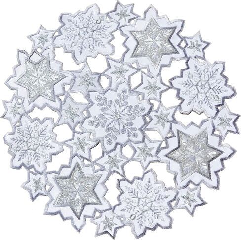 Grelucgo Embroidered Silver Grey and White Snowflakes Table Runner for Christmas Holiday or Winter (13.5 × 54 inches) in Saudi Arabia